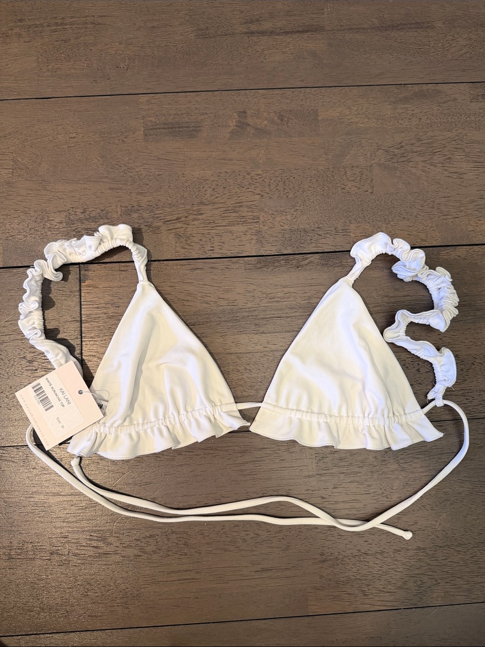 White Ruffled Triangle Bikini Top - Women's Swim